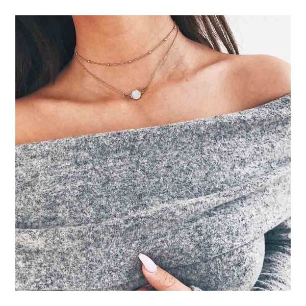 women's fashion accessories europe and america necklace fashion brand natural stone glass inlaid double neck chain jewelry, Silver
women's fashion accessories europe and america necklace fashion brand natural stone glass inlaid double neck chain jewelry, Silver