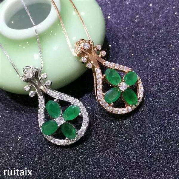 

kjjeaxcmy boutique jewels s925 pure silver natural emerald necklace inlaid with ornaments female lute instrument pendant