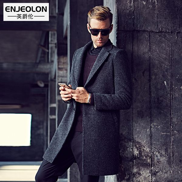 enjeolon brand 2017 men's casual x-long wool blends new male single breasted woolen coats outwear windbreaker wt0817, Black
enjeolon brand 2017 men's casual x-long wool blends new male single breasted woolen coats outwear windbreaker wt0817, Black