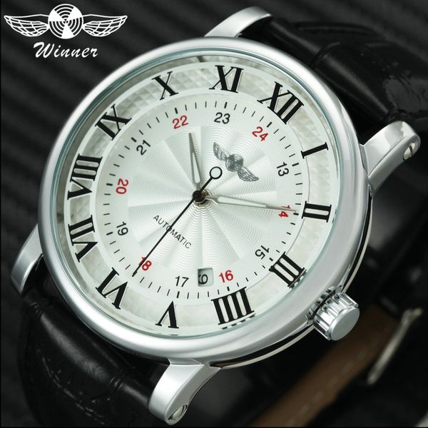 fashion business men automatic mechanical watch winner 24-hour roman numerals clock leather calendar wristwatch, Slivery;brown
fashion business men automatic mechanical watch winner 24-hour roman numerals clock leather calendar wristwatch, Slivery;brown