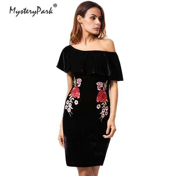 mysterypark 2018 spring women off shoulder embroidery party dresses casual velvet pencil dresses vestidos s-xl, White;black
mysterypark 2018 spring women off shoulder embroidery party dresses casual velvet pencil dresses vestidos s-xl, White;black