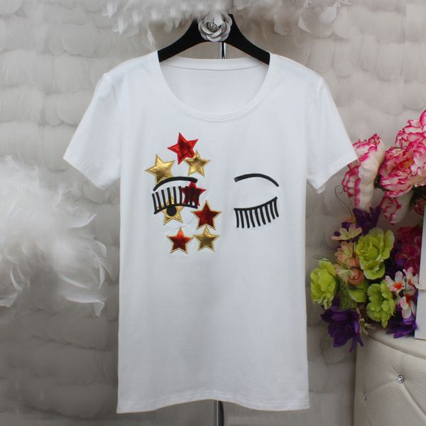 super quality summer spring 2018 tide brand star eyelash embroidery crew neck t-shirt female soft cotton casual shirt size to 4xl, White
super quality summer spring 2018 tide brand star eyelash embroidery crew neck t-shirt female soft cotton casual shirt size to 4xl, White