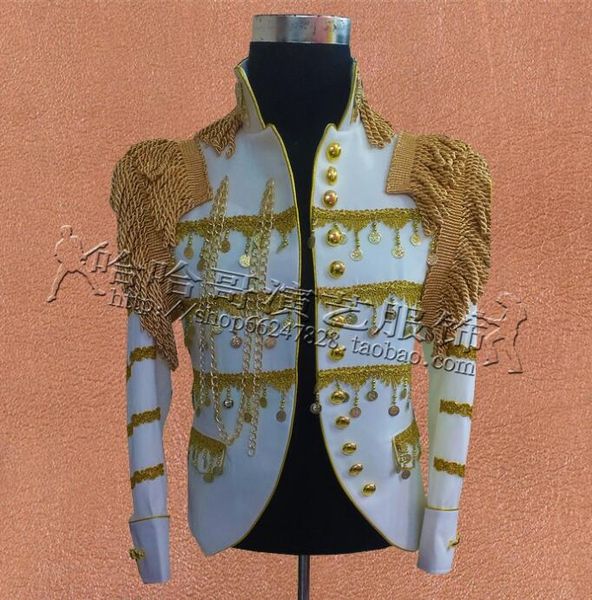white stand collar men suits designs masculino homme terno stage singers men blazer dance clothes jacket star style dress punk, White;black
white stand collar men suits designs masculino homme terno stage singers men blazer dance clothes jacket star style dress punk, White;black