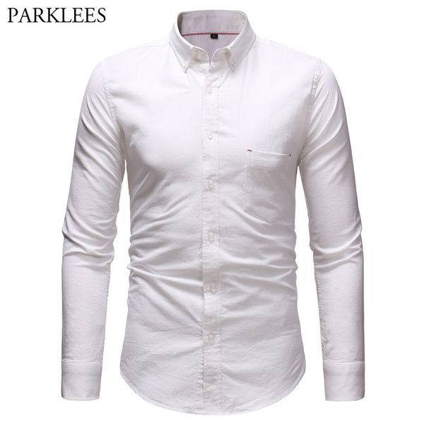 white oxford cotton shirt men 2018 brand new mens casual button down dress shirts slim fit long sleeve shirt for business man, White;black
white oxford cotton shirt men 2018 brand new mens casual button down dress shirts slim fit long sleeve shirt for business man, White;black