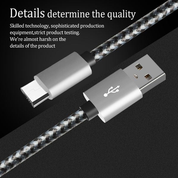 

Android micro usb кабель Плетеный USB зарядное устройство Cable1m 2 м 3 м линия передачи данных металлический штекер зарядки для Android смартфон