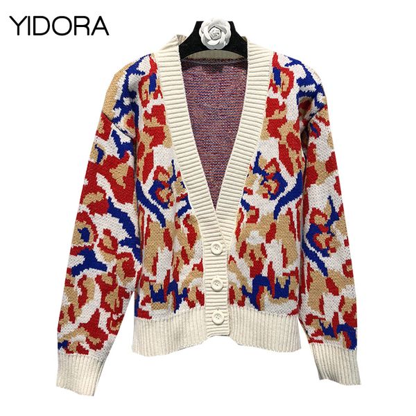 fall/winter 2018 new women long sleeves v-neck camouflage print loose knit sweater cardigan with front button & contrast trim, White;black
fall/winter 2018 new women long sleeves v-neck camouflage print loose knit sweater cardigan with front button & contrast trim, White;black