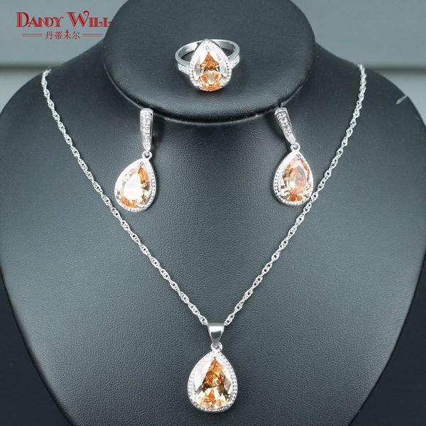 bridal jewelry sets for women wedding champagne water drop cz 925 silver color earrings/pendants/necklace/ring ing, Slivery;golden
bridal jewelry sets for women wedding champagne water drop cz 925 silver color earrings/pendants/necklace/ring ing, Slivery;golden