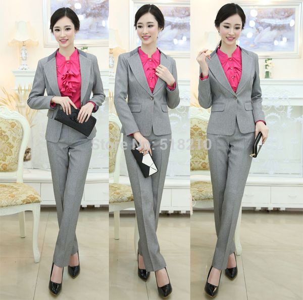 new 2015 feminino elegrey formal pantsuits jacket and pants autumn winter professional business suits for ladies blazers, White;black
new 2015 feminino elegrey formal pantsuits jacket and pants autumn winter professional business suits for ladies blazers, White;black