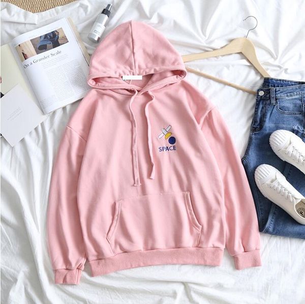 cute letter pattern embroidered hooded sweatshirt, Black
cute letter pattern embroidered hooded sweatshirt, Black