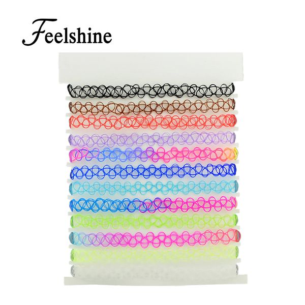 12 pcs/set tattoos choker punk rock style black candy color elastic statement choker necklace for women, Golden;silver
12 pcs/set tattoos choker punk rock style black candy color elastic statement choker necklace for women, Golden;silver