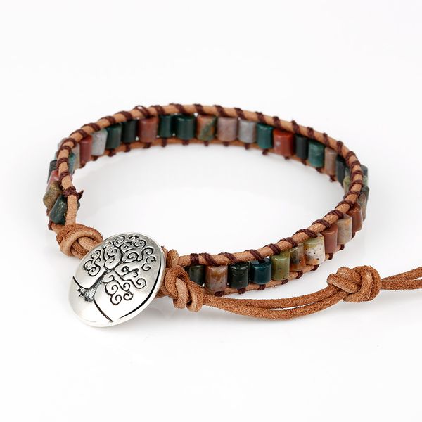 green natrul stone life tree button leather rope adjustable bracelets for women men handmade bracelet charm bracelet jewelry, Golden;silver
green natrul stone life tree button leather rope adjustable bracelets for women men handmade bracelet charm bracelet jewelry, Golden;silver