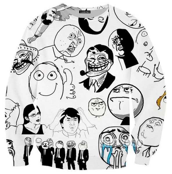 2018 fashion womens/men meme troll face funny 3d print casual sweatshirts jumper fashion clothing 002, Black
2018 fashion womens/men meme troll face funny 3d print casual sweatshirts jumper fashion clothing 002, Black