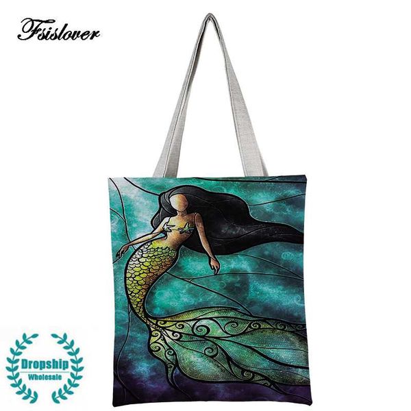 fsislover retro mermaid print beach bags for women canvas tote handbags birds design single shoulder bags female shopping bag
fsislover retro mermaid print beach bags for women canvas tote handbags birds design single shoulder bags female shopping bag
