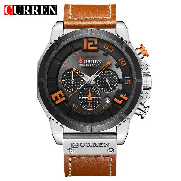 men fashion sport leather quartz watches men 24 hour date chronograph brand 8287 wrist watch relogio masculino, Slivery;brown
men fashion sport leather quartz watches men 24 hour date chronograph brand 8287 wrist watch relogio masculino, Slivery;brown