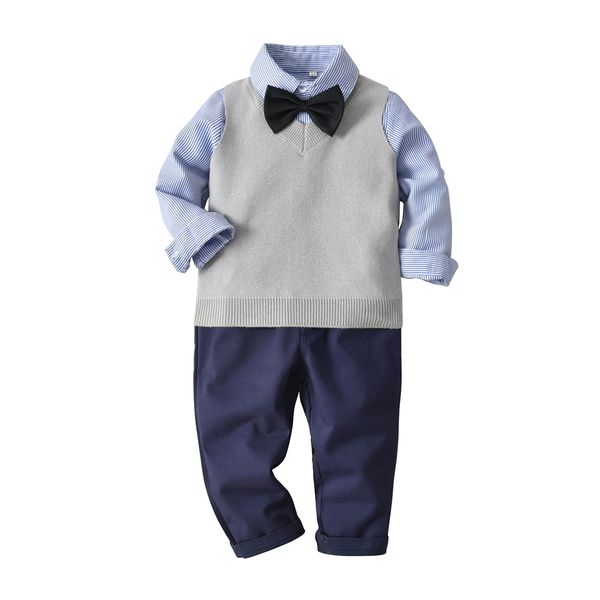 kids boy gentleman clothing sets turn collar solid color romper + pants +vest 100% cotton boy kids spring fall clothing three pieces sets, White
kids boy gentleman clothing sets turn collar solid color romper + pants +vest 100% cotton boy kids spring fall clothing three pieces sets, White