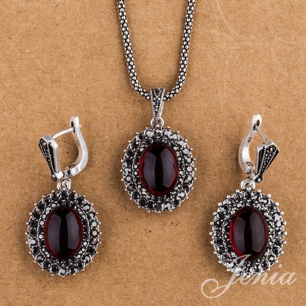 jenia vintage silver color jewelry sets marcasite red garnet drop earrings and pendant necklace set xs150
jenia vintage silver color jewelry sets marcasite red garnet drop earrings and pendant necklace set xs150