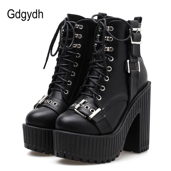 gdgydh 2018 lacing buckle short boots high heel ankle boots for women round toe rubber sole ladies shoes autumn platform heels, Black
gdgydh 2018 lacing buckle short boots high heel ankle boots for women round toe rubber sole ladies shoes autumn platform heels, Black