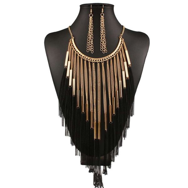 tassel jewelry sets women luxury necklace earrings fashion alloy jewelry golden black girl evening dress accessories, Silver
tassel jewelry sets women luxury necklace earrings fashion alloy jewelry golden black girl evening dress accessories, Silver
