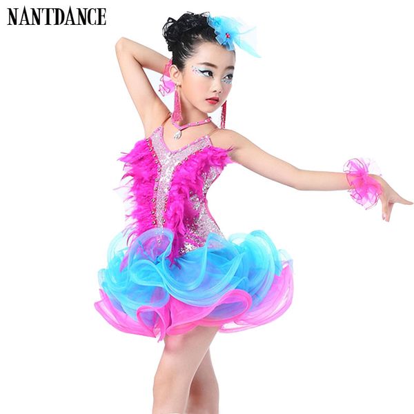 

children professional latin dance dress for girls ballroom dance competition dresses kids modern waltz/tango / cha cha costumes, Black;red