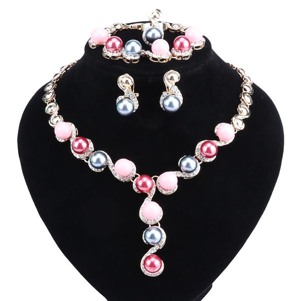 classic imitation pearl necklace gold-color jewelry set for women clear crystal elegant party gift fashion costume, Black
classic imitation pearl necklace gold-color jewelry set for women clear crystal elegant party gift fashion costume, Black