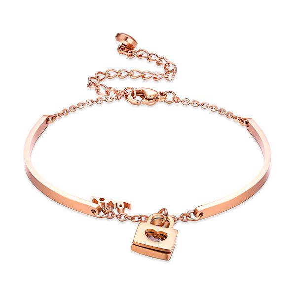 women lock charm chain link bracelet & bangles fashion jewelry stainless steel rose gold female bracelet jewelry gs912, Black
women lock charm chain link bracelet & bangles fashion jewelry stainless steel rose gold female bracelet jewelry gs912, Black