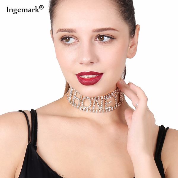 whole saleluxury rhinestone choker necklace letter honey nacklace women maxi necklaces neck jewellery 2017 collares collier femme, Golden;silver
whole saleluxury rhinestone choker necklace letter honey nacklace women maxi necklaces neck jewellery 2017 collares collier femme, Golden;silver