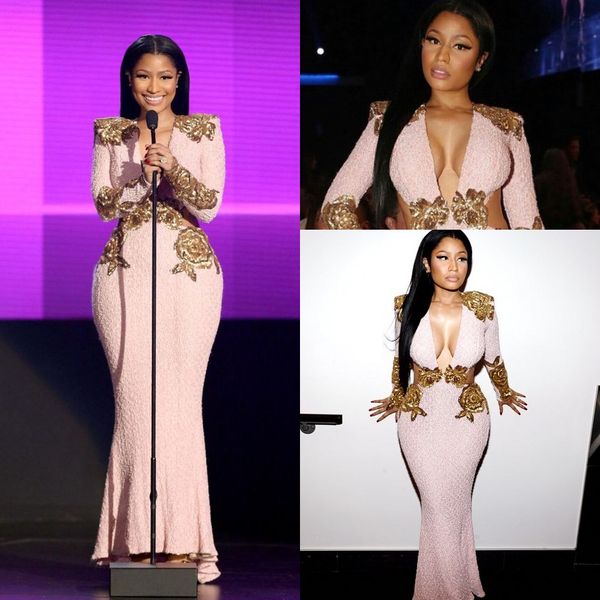 inspired by 2018 cannes festival nicki minaj celebrity evening dresses pink lace gold v-neck long sleeve mermaid prom formal dress, Black
inspired by 2018 cannes festival nicki minaj celebrity evening dresses pink lace gold v-neck long sleeve mermaid prom formal dress, Black
