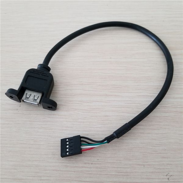 

10pcs/lot usb tpye a female panel mount with screws adapter to dupont 2.54/5pin data extension cable 30cm for printer motherboard pc diy