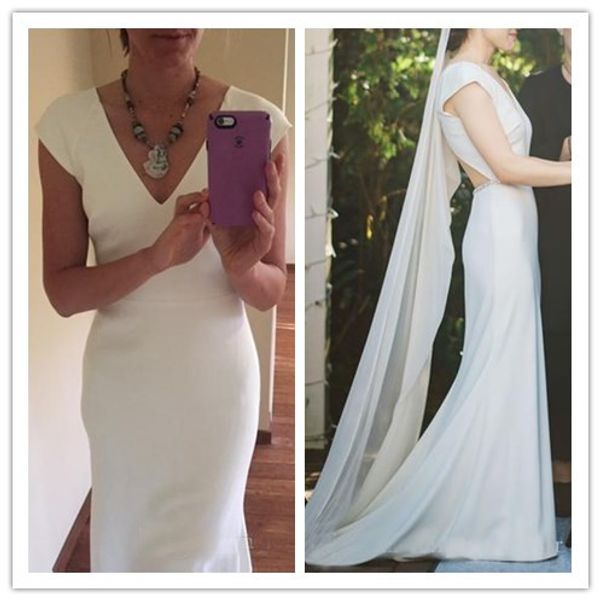 Elegant Sheath V Neckline Long Wedding Dresses Capped Sleeves Floor Length Bride Gown Cap Sleeves Keyhole Back Wedding Bridal Gowns
Elegant Sheath V Neckline Long Wedding Dresses Capped Sleeves Floor Length Bride Gown Cap Sleeves Keyhole Back Wedding Bridal Gowns