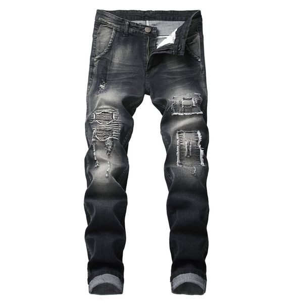 newsosoo men fashion ripped patched biker jeans pants distressed pleated motorcycle denim trousers for male plus size 28-42, Blue
newsosoo men fashion ripped patched biker jeans pants distressed pleated motorcycle denim trousers for male plus size 28-42, Blue