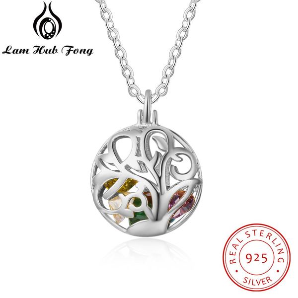 925 sterling silver personalized birthstone necklace round floral cage pendants customized gift mother jewelry (lam hub fong
925 sterling silver personalized birthstone necklace round floral cage pendants customized gift mother jewelry (lam hub fong