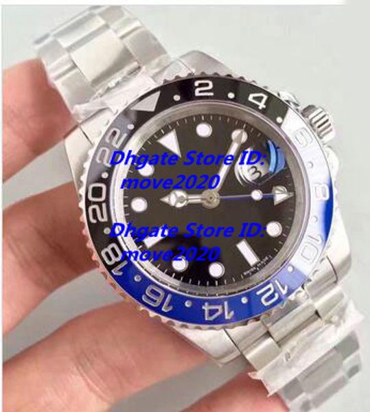 

2018 Горячие роскошные автоматические мужские часы 40mm GMT Lum Черные синие керамическ