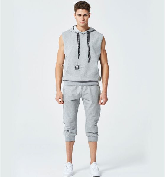 mens summer tracksuits sports jogger shorts vest 2pcs clothing sets solid color suits, Gray
mens summer tracksuits sports jogger shorts vest 2pcs clothing sets solid color suits, Gray