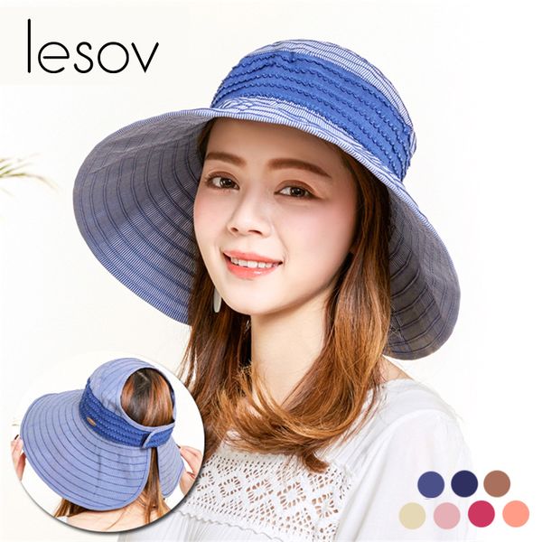 lesov striped foldable sun hats for women large wide brim beach hat summer anti-uv empty buckle visor outdoor cap chapeu new, Blue;gray
lesov striped foldable sun hats for women large wide brim beach hat summer anti-uv empty buckle visor outdoor cap chapeu new, Blue;gray