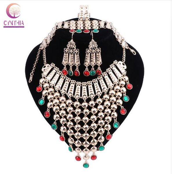 new african jewelry sets gold color red green crystal women wedding necklace bracelet earring ring set, Black
new african jewelry sets gold color red green crystal women wedding necklace bracelet earring ring set, Black