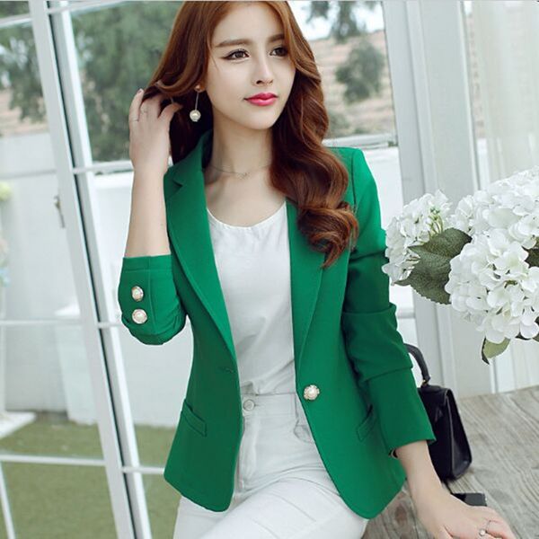 (green yellow black) 2017 women blazers and jackets new long-sleeved small women suit version slim ladies blazer femme, White;black
(green yellow black) 2017 women blazers and jackets new long-sleeved small women suit version slim ladies blazer femme, White;black