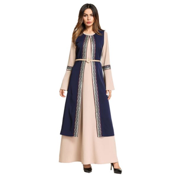 

royal blue pink long dress for saudi or bangladeshi girls with waistband girdle,double layer muslim kaftan women garment heporen, Red