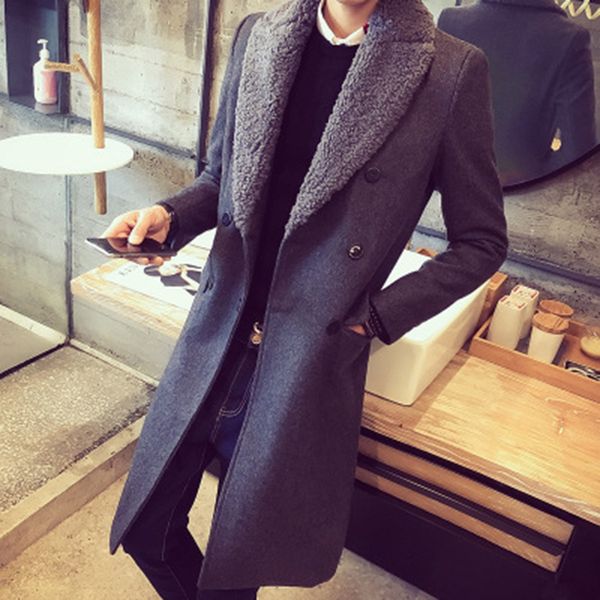 2017 men casual trench coat slim wool single breasted coat mens long overcoat for autumn and winter, Tan;black
2017 men casual trench coat slim wool single breasted coat mens long overcoat for autumn and winter, Tan;black