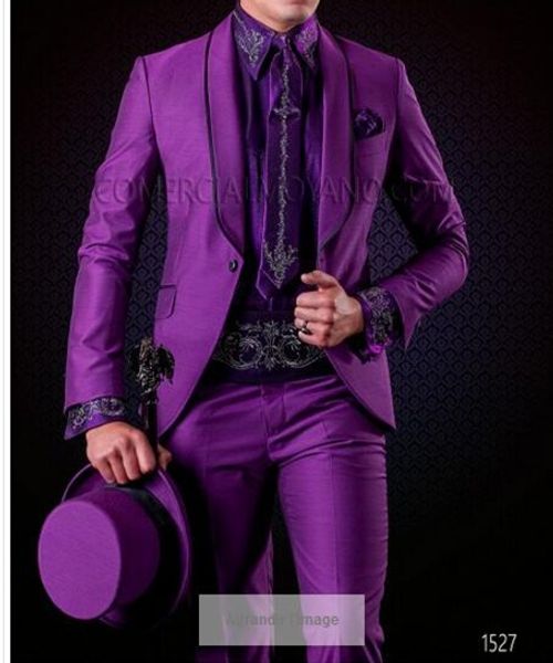 fashion purple slim fit groom tuxedos shawl lapel one button men wedding suit men business prom dinner blazer(jacket+pants+tie), Black;gray
fashion purple slim fit groom tuxedos shawl lapel one button men wedding suit men business prom dinner blazer(jacket+pants+tie), Black;gray