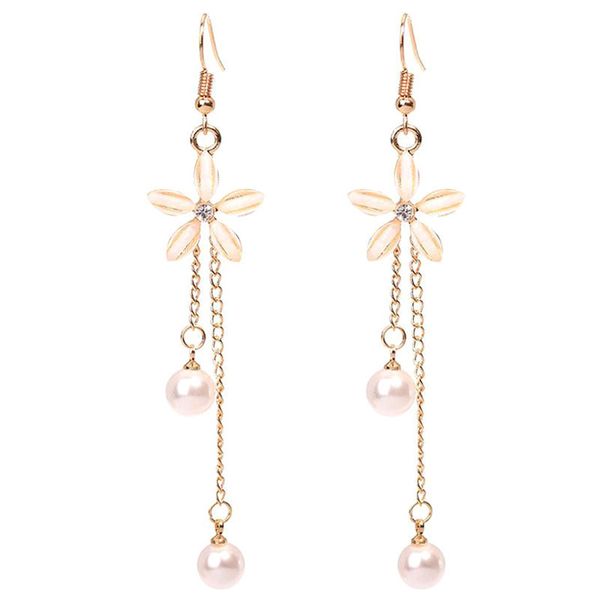 new fashion long tassel crystal five petal flower earrings wild chain simulation pearl earrings oorbellen for women, Silver
new fashion long tassel crystal five petal flower earrings wild chain simulation pearl earrings oorbellen for women, Silver