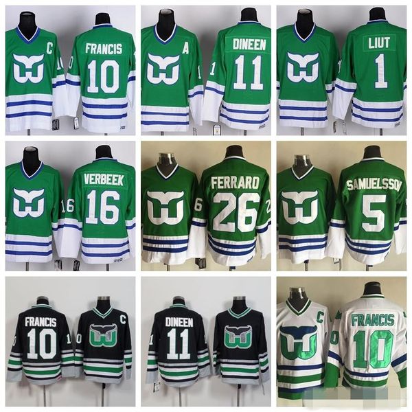 Hartford Whalers Jersey Men 1 Mike Liut 10 Ron Francis 11 Kevin Dineen 16 Patrick Verbeek Ice Hockey Jerseys Vintage Green White
Hartford Whalers Jersey Men 1 Mike Liut 10 Ron Francis 11 Kevin Dineen 16 Patrick Verbeek Ice Hockey Jerseys Vintage Green White