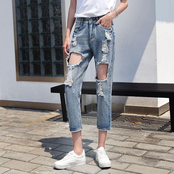 nonis boyfriend big hole ripped jeans women straight jeans girl high waist casual pants female denim pants plus size no elastic, Blue
nonis boyfriend big hole ripped jeans women straight jeans girl high waist casual pants female denim pants plus size no elastic, Blue