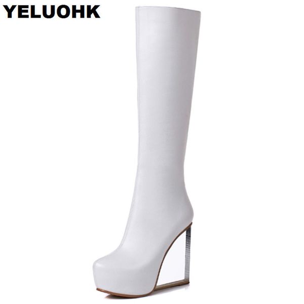 transparent heel winter boots women genuine leather shoes fashion women high boots wedge shoes knee high quanlity, Black
transparent heel winter boots women genuine leather shoes fashion women high boots wedge shoes knee high quanlity, Black