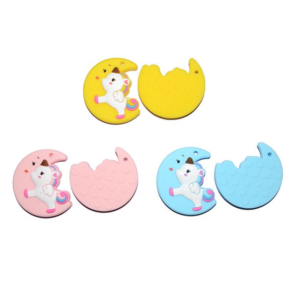 new moon shaped unicorn silicone teething beads diy chewable pendant necklace safe food grade silicone nursing chewlry beads teether
new moon shaped unicorn silicone teething beads diy chewable pendant necklace safe food grade silicone nursing chewlry beads teether
