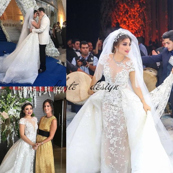 zuhair muard lace backless wedding dresses appliqued a-line sheer bateau neck overskirt bridal gowns tulle vestido de novia wedding dress, White
zuhair muard lace backless wedding dresses appliqued a-line sheer bateau neck overskirt bridal gowns tulle vestido de novia wedding dress, White