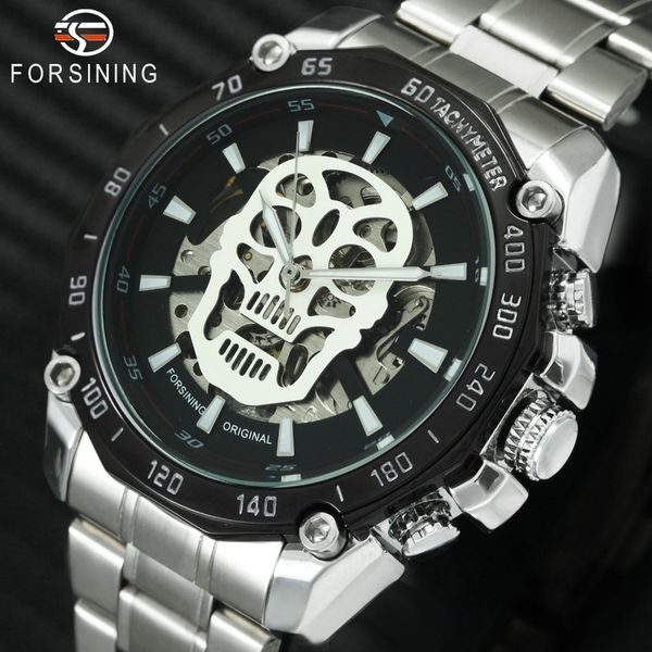 forsining 2018 fashion skull automatic watch men silver full steel halloween skeleton mechanical wristwatch top, Slivery;brown
forsining 2018 fashion skull automatic watch men silver full steel halloween skeleton mechanical wristwatch top, Slivery;brown
