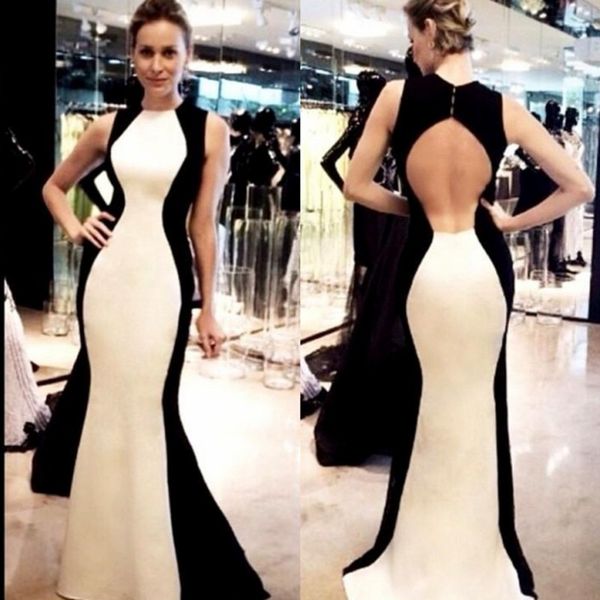 black and white mermaid evening gowns open back sleeveless long prom dresses women formal party dress vestidos, Black;red
black and white mermaid evening gowns open back sleeveless long prom dresses women formal party dress vestidos, Black;red