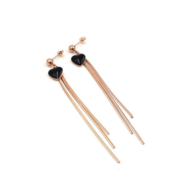 big red peach heart earrings three snake chain tassel long ear studs, tide character titanium ear earrings, Silver
big red peach heart earrings three snake chain tassel long ear studs, tide character titanium ear earrings, Silver