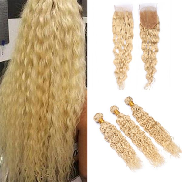 bleach blonde water wave brazilian hair weave bundles with closure 613 wet and wavy human hair bundle deals and part lace closure, Black;brown
bleach blonde water wave brazilian hair weave bundles with closure 613 wet and wavy human hair bundle deals and part lace closure, Black;brown