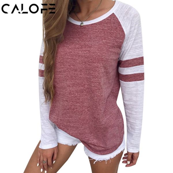 calofe 2018 autumn new t-shirt women o-neck long sleeve t-shirts female casual homme tee shirt femme stripe clothing, White
